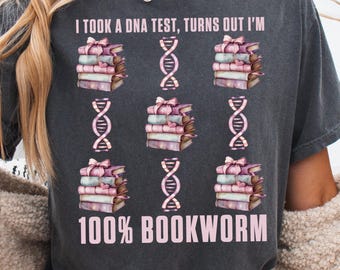 Book Lover Gift Comfort Colors T-Shirt, 100% Bookworm Tee, Best Presents For Readers, Book Club Member, Cute Reading Apparel, Teacher Shirt