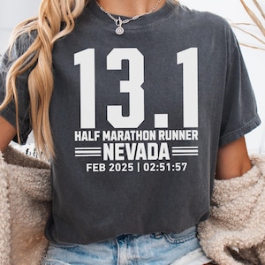 Custom Half Marathon Finisher 13.1 Comfort Colors T-Shirt, Personalized Marathon Runner Gift, Keepsake Present For Marathoner, Running Tee