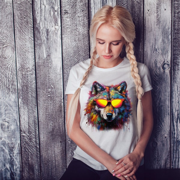 Wild Wolf Sublimation Design - Instant Download PNG - T-shirt Printing - Men or Women Apparel - 12x12 Inches - Trendy Wolf Head Design