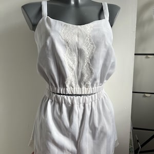 Elegant Cotton Pajama Set – Satin Striped White with Delicate Lace, Cozy & Chic Sleepwear/ Handmade in UK