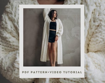 Finger Crochet Cardigan Pattern PDF, Alize Puffy Pattern, No Needles Cardigan Tutorial, Chunky Sweater Pattern, Beginner DIY
