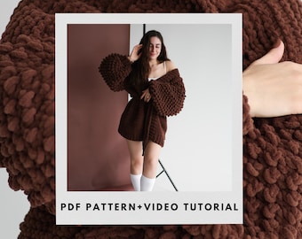 Alize Puffy Pattern | Chunky Cardigan Pattern Crochet | No Needles