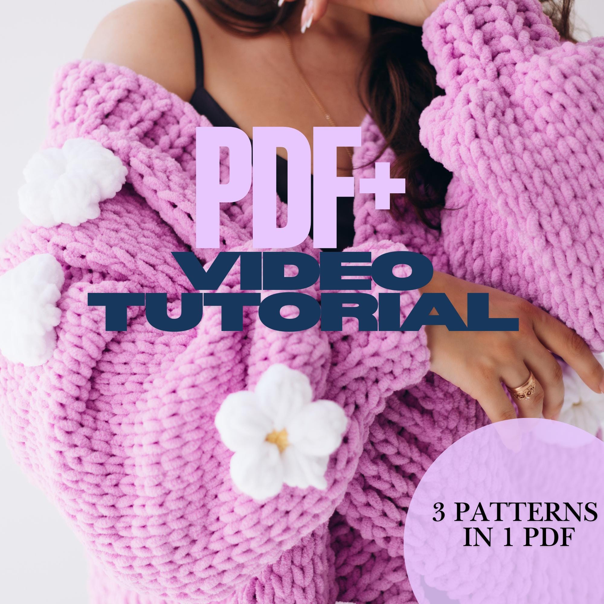 DIY Plush Cardigan Pattern Finger Crochet No Needles Cozy