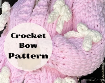 Crochet Bow Pattern PDF, Beginner Bow Applique Tutorial, DIY Decorative Bow for Gifts, Hair Accessories and Clothing