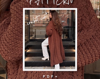 Alize Puffy Pattern PDF + Video Tutorial, Hand Knit Coat Pattern, Beginner Knit Guide, Finger Knitting