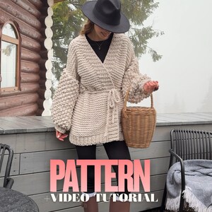 Finger Knit Cardigan Pattern PDF, Hand Crochet Sweater Tutorial, No Needles Cardigan Pattern, Alize Puffy Knit Guide