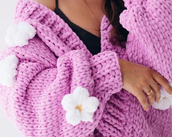 DIY Plush Cardigan Pattern | Finger Crochet PDF | No Needles | Cozy Oversized Sweater