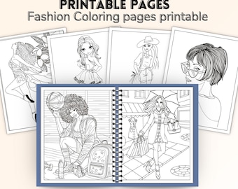 50 modekleurplaten afdrukbaar | Modekleurboek voor meisjes voor tieners en volwassenen | Haar- en outfitkleuring | Pdf direct downloaden