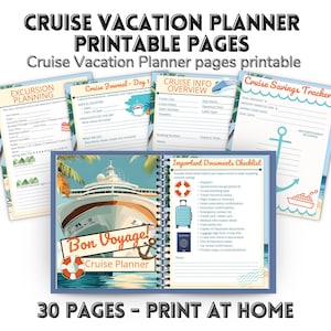 Cruise Vacation Planner Printable | 30 Pages Travel Planner PDF | Cruise Packing List, Countdown, Journal & Itinerary | Cruise Checklist