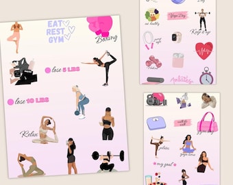 40 Fitness Digital Stickers | GoodNotes Health & Fitness Stickers |Digital Planner Stickers for Wellness Tracking |Exercise Workout Stickers