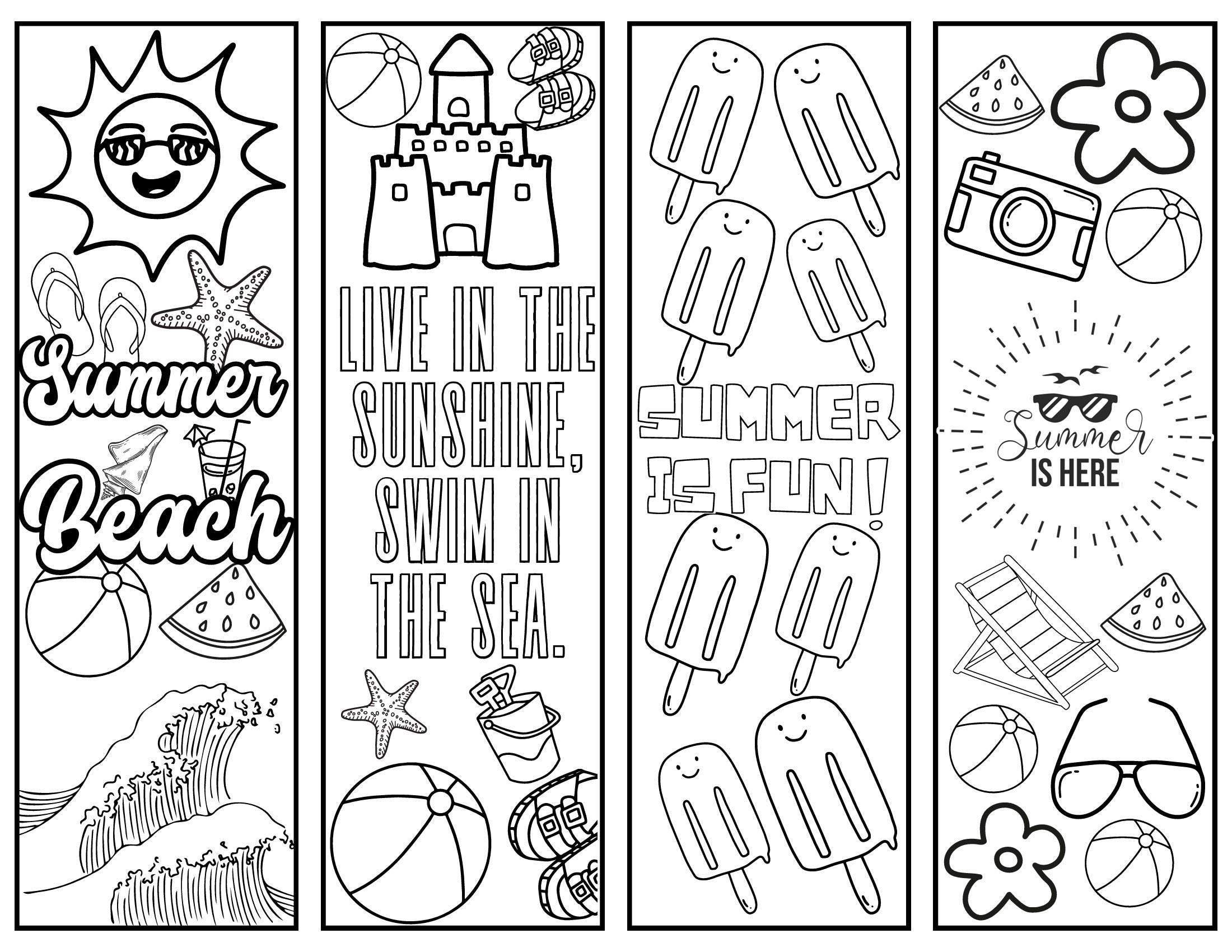 Summer Bookmarks Printable , Kids Coloring Bookmarks, Summer Reading ...