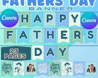 Happy Fathers Day Banner Printable, Editable Fathers Day Canva Template, Dad BBQ Party Banner, DIY Fathers Day Decor, Classroom Decor, Cute