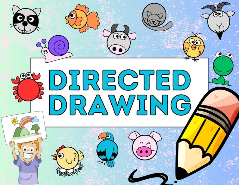 Kids Directed Drawing Pack Printable ,15 Directed Drawing Animals ...