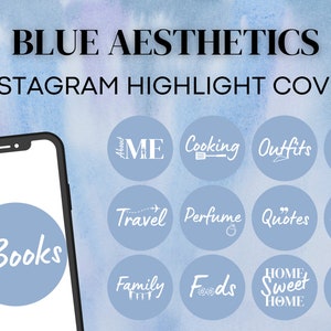 25 portadas de historias destacadas de Instagram con palabras azules / Íconos de Instagram / Destacados estéticos de IG / Plantillas editables de destacados de Canva / Canva /