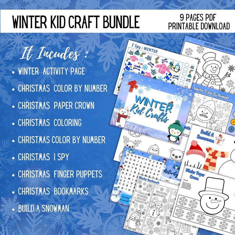 Winter Kids Craft Bundle Printable | Winter Activity Pack for Kids | I ...