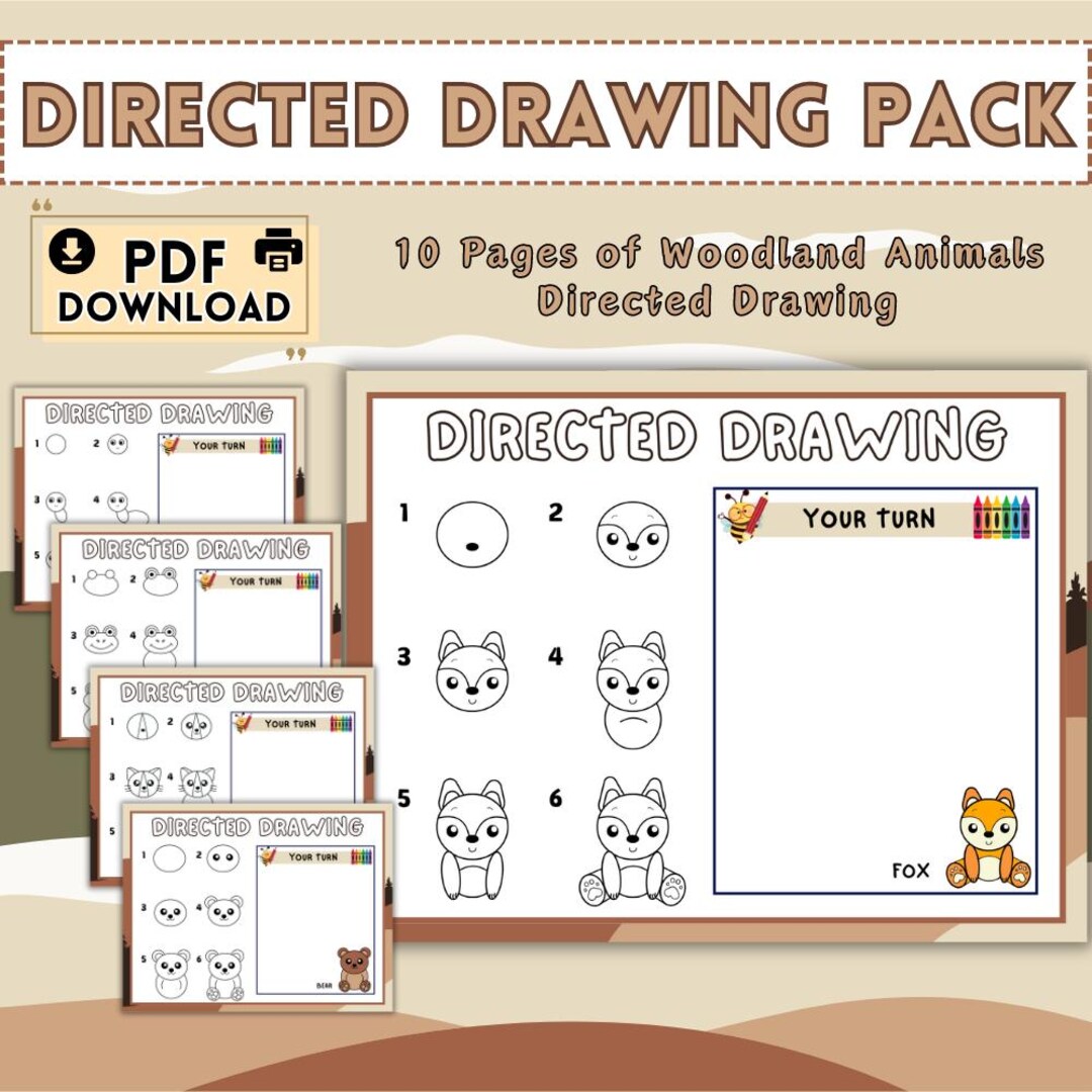 Woodland Animals Directed Drawing Printable , Kids Drawing Worksheets ...