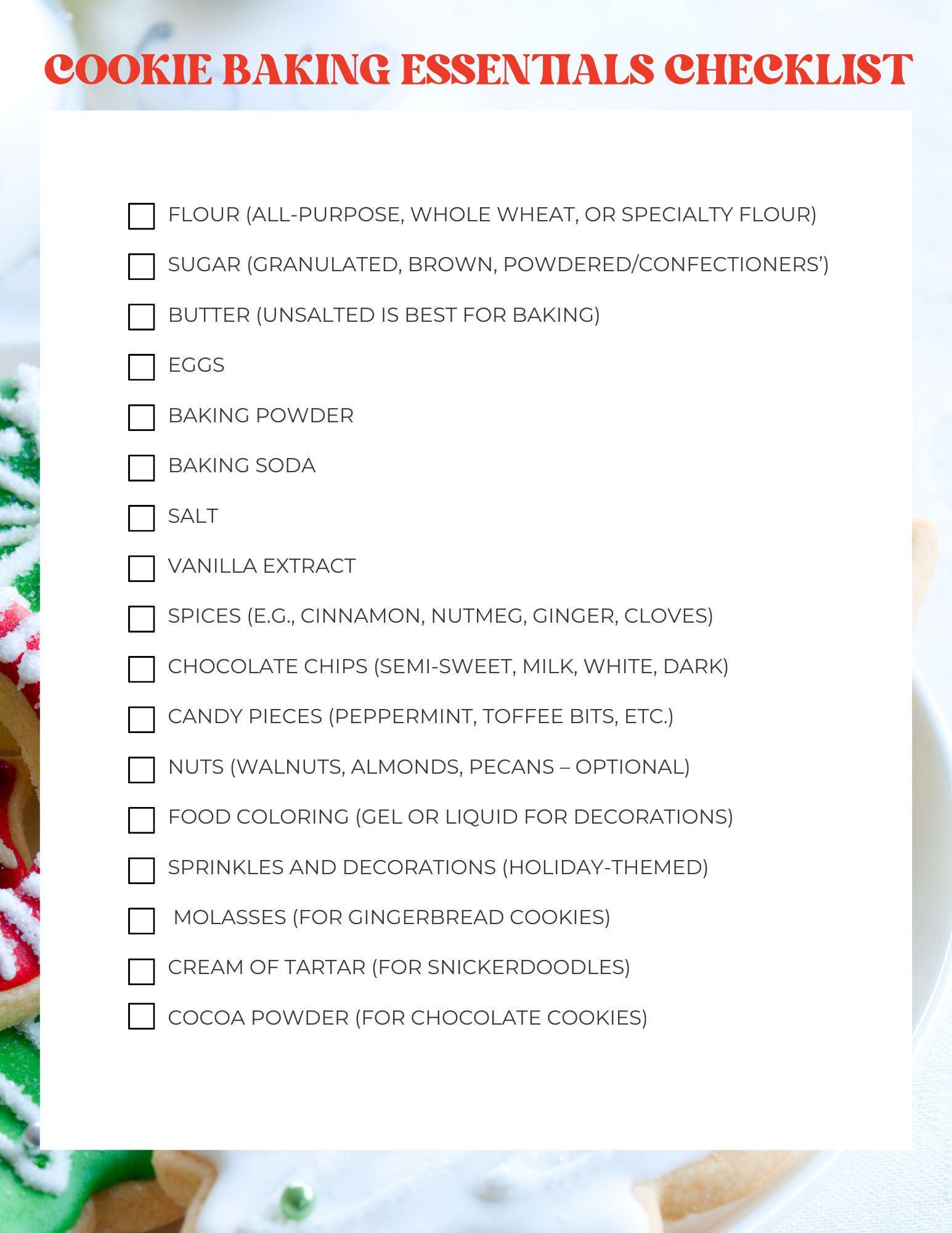 Baking Orginaizer Notes.pdf Christmas Cookie Planner Printable, Holiday Baking Organizer, 34 Pages ...