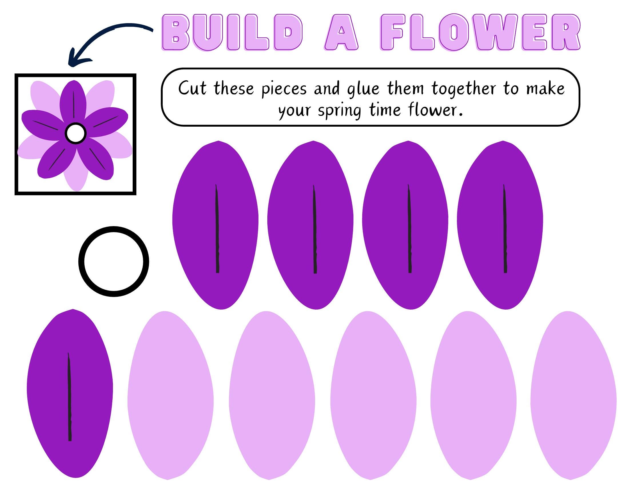 Build A Flower Craft Printable for Kids , Spring Cut and Paste Activity ...