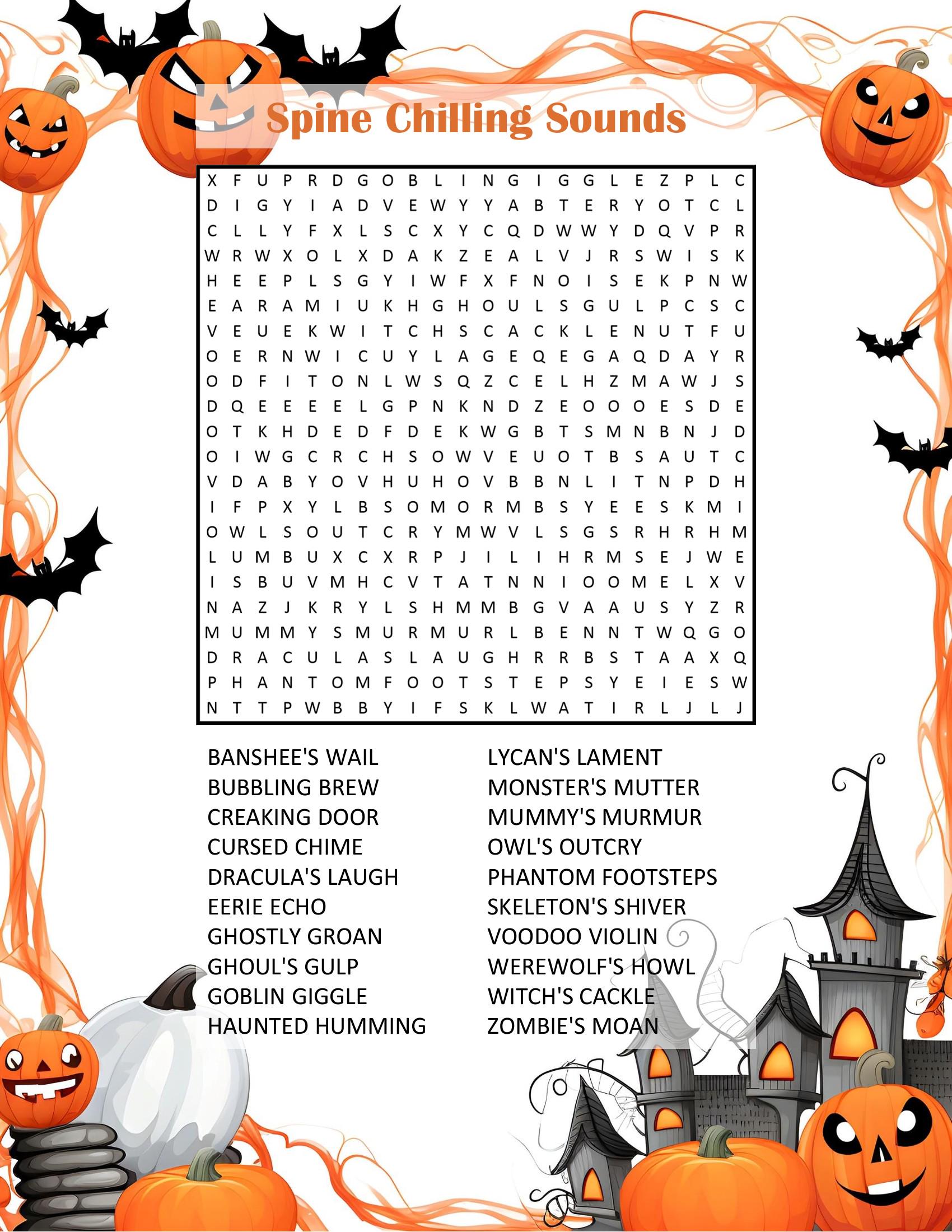 Halloween Word Search Puzzles Printable | 50 Spooky Games for Kids ...