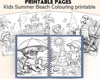 Kids Summer Beach Coloring Pages | 75 Printable Summer Coloring Sheets | Fun Beach Activities for Kids | PDF Summer Coloring Book