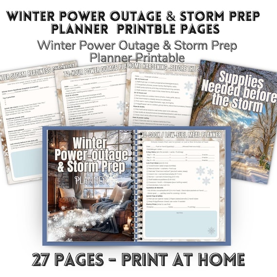 Winter Power Outage Planner Printable, Winter Storm Emergency Checklist, Blizzard Prep Binder, Evacuation & Supply List, Emergency Readiness