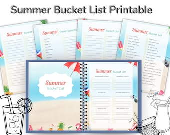 Summer Bucket List Printable | Summer Break Bucket List Template | Summer Activities Checklist | To Do List for Summer Fun | Bucket List