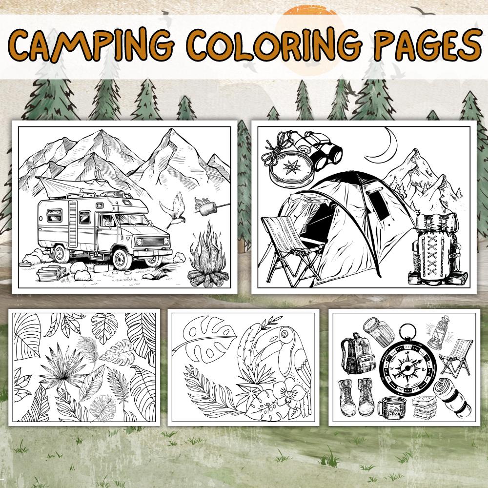 Simple Outside Pages Camping Coloring Pages Printable , Adult Coloring Book Nature Coloring ...