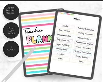Digital Teacher Planner 500 Pages , GoodNotes iPad Planner , Weekly Daily Lesson Plan , Student Tracker ,School Planner  , Ultimate Planner