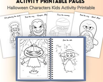 Halloween Activity Pages Printable for Kids | 59 Halloween Coloring Pages, Mazes, Dot to Dot, Tracing, Cutting Skills | Kids Halloween Party