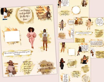 Rich Mindset Digital Stickers: Black Woman Planner (PNG, digitaler Download)