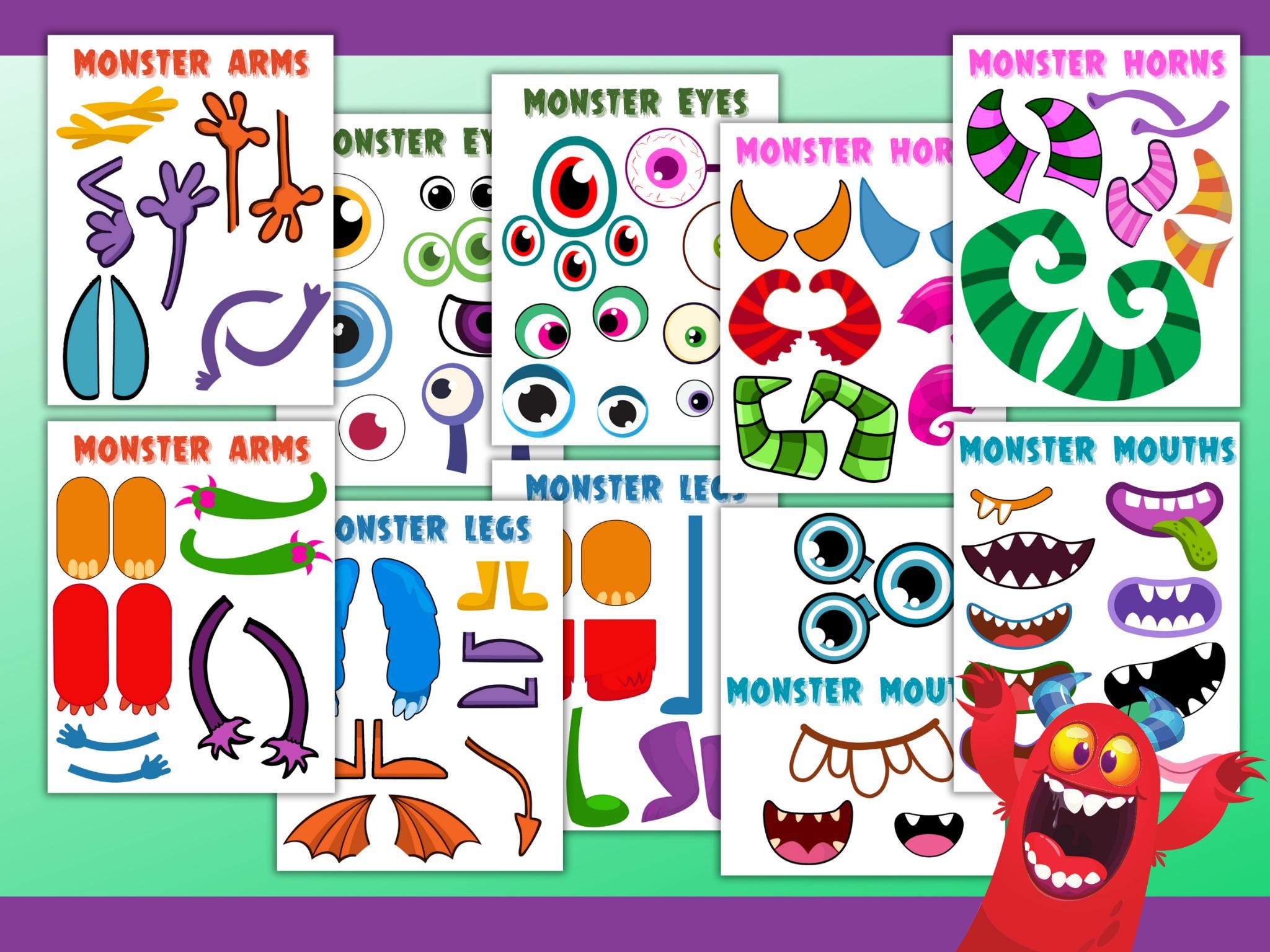 Build A Monster Printable Kids Craft , Halloween Activity , Cut and ...