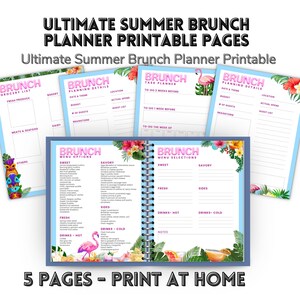 Ultimate Summer Brunch Planner Printable A4, Brunch Menu Planner, Brunch Drinks Menu, Girls Brunch Party,Ladies Birthday Brunch,Grocery List