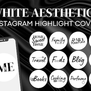 Portadas blancas para historias destacadas de Instagram: Iconos minimalistas (descarga digital)
