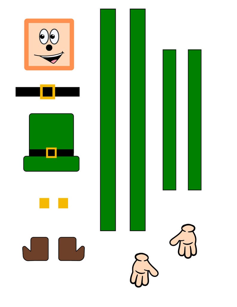 St Patricks Day Leprechaun Craft Printable,build a Leprechaun 3D, Cut ...