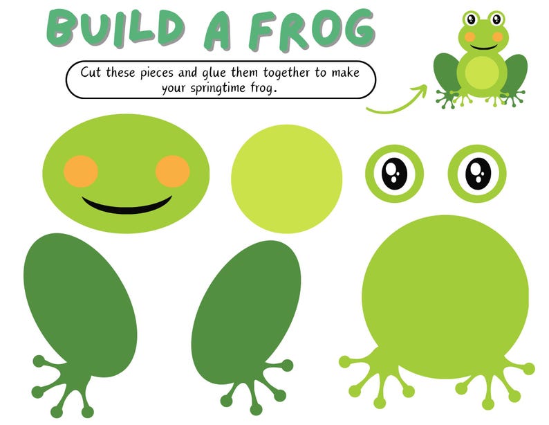 Build a Frog Craft Printable , Spring Cut and Paste Activity ,preschool ...