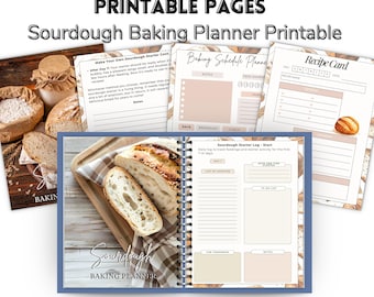 Sourdough Baking Planner Printable | 34 Pages Bread Making Tracker & Recipe Cards | Sourdough Starter Log | Homestead Kitchen Binder | PDF