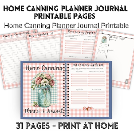 Home Canning Planner Printable PDF | 31 Pages Canning Journal | Food Preservation Binder | Canning Inventory Log | Homestead Planner Sheets