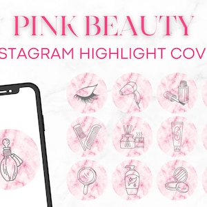 25 Bright Pink Instagram Highlight Icons | Girl Skincare Instagram Story Highlights | Beauty Instagram Highlight Covers | Make up Icon Pack