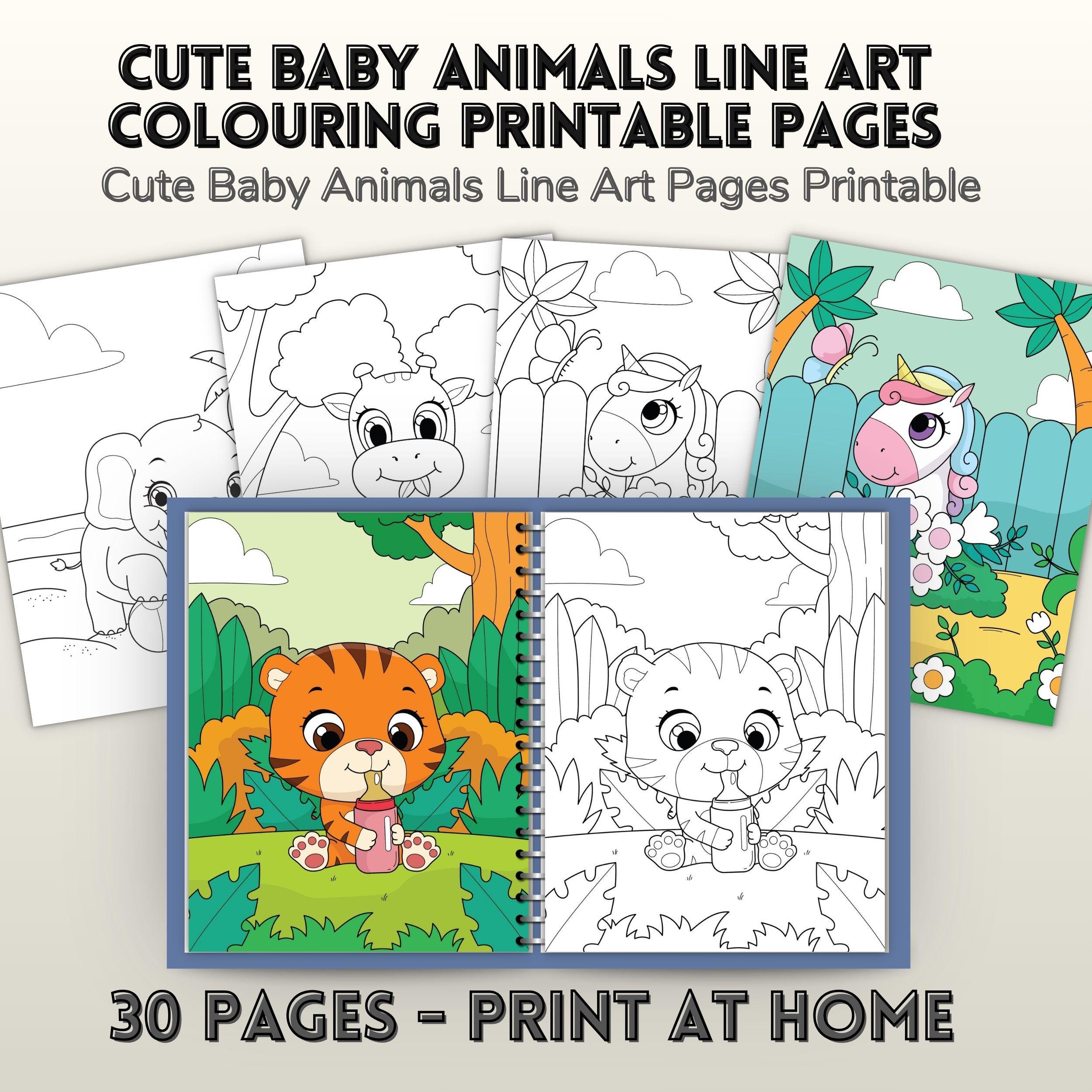 Cute Baby Animals Coloring Pages Printable, Kids Coloring Book PDF ...