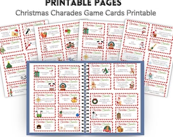 Christmas Charades Game Cards Printable,Holiday Party Game for Family, Work Party Christmas Games,Classroom Christmas Activity,Xmas Charades