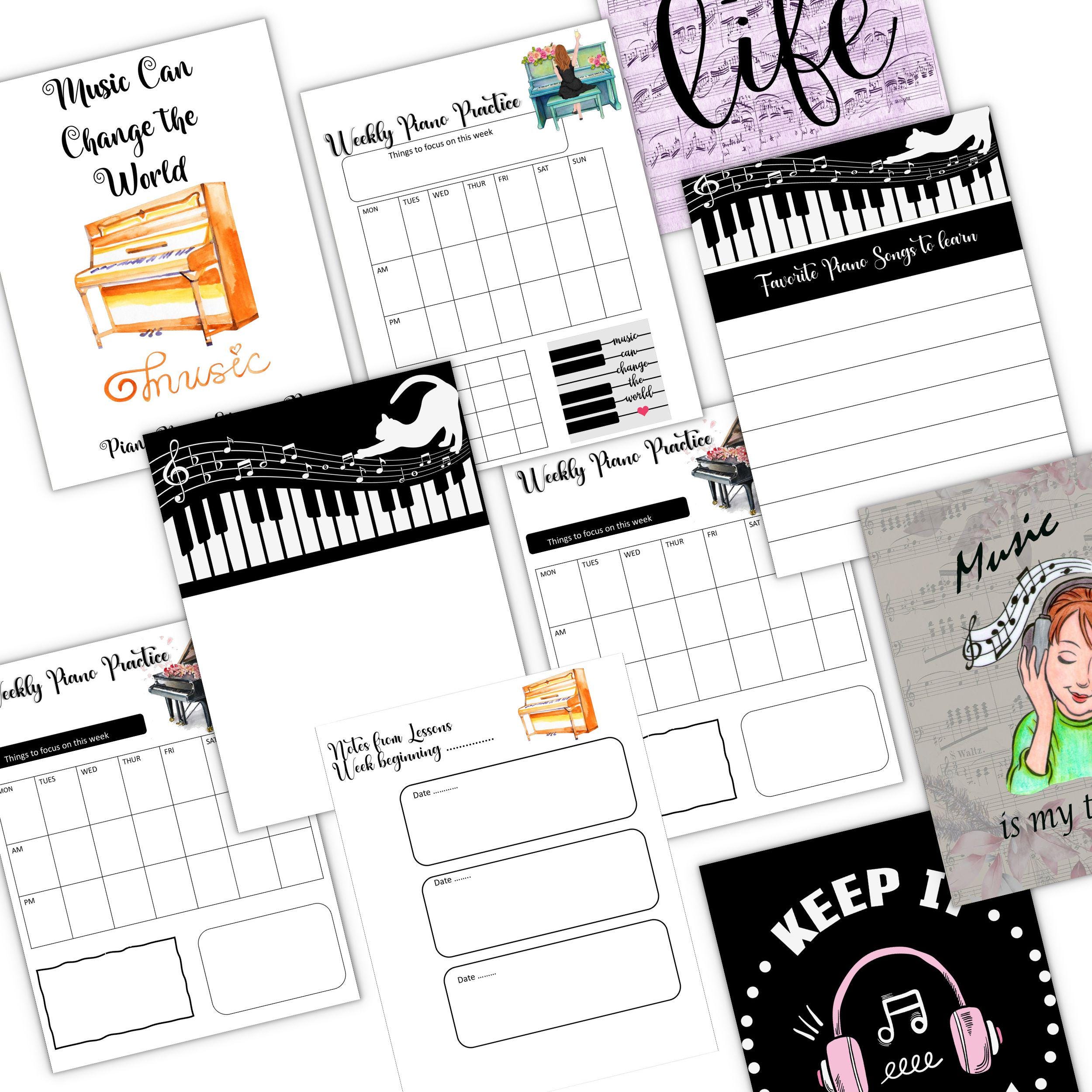 Kids Piano Practice Planner Printable PDF – 26 Page Music Lesson ...