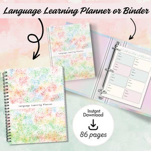 Language Learning Planner Printable PDF, Language Study Binder, Vocabulary Workbook, Foreign Language Tracker, Student Organizer, Language