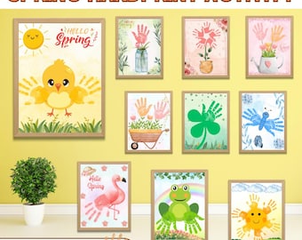 Spring Handprint Activity Bundle Printable,Spring Handprint Art Craft, Toddler Preschool Spring Craft,Daycare Activity, Kids Memory Keepsake
