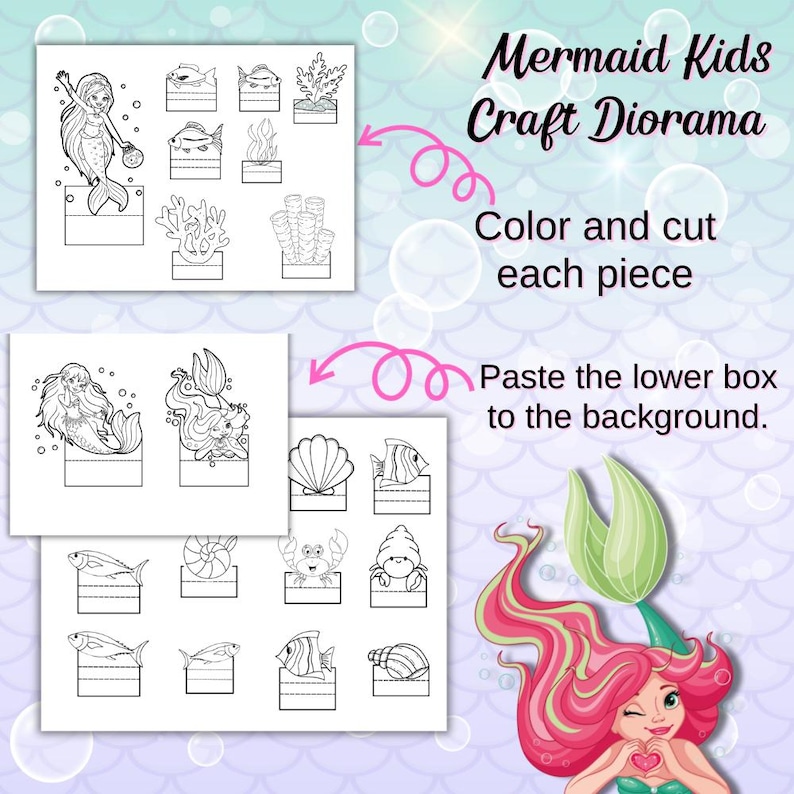 Mermaid Diorama Printable Kids Craft Under the Sea Activity,3d Ocean ...