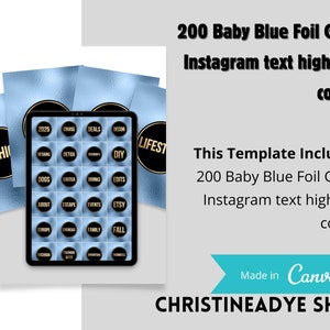 200 portadas azules para historias destacadas de Instagram / Íconos de Instagram / Destacados estéticos de IG / Plantillas editables para destacados de Canva / Canva /