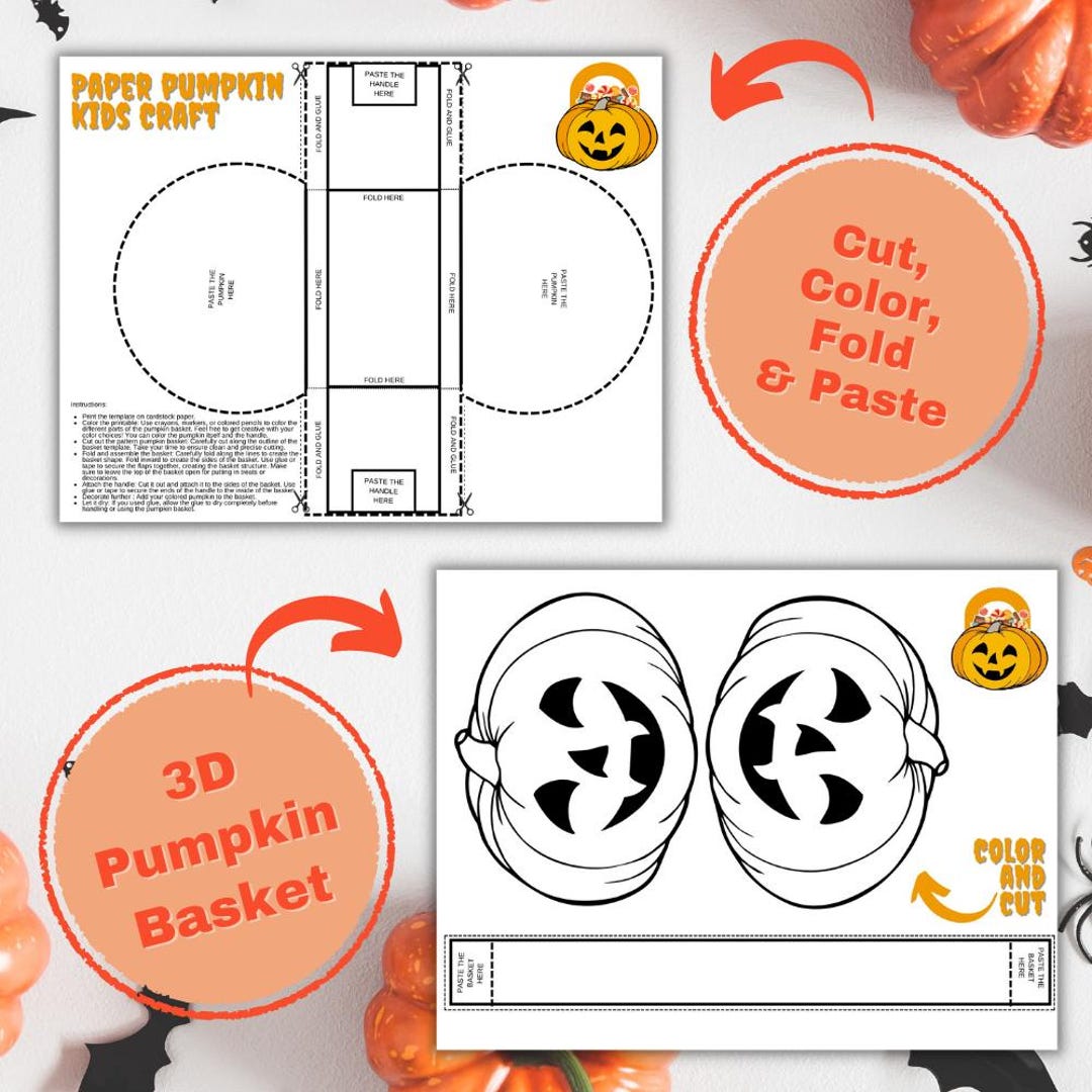 Halloween Kids Craft Printable Pumpkin Template ,3D Jack O Lantern ...