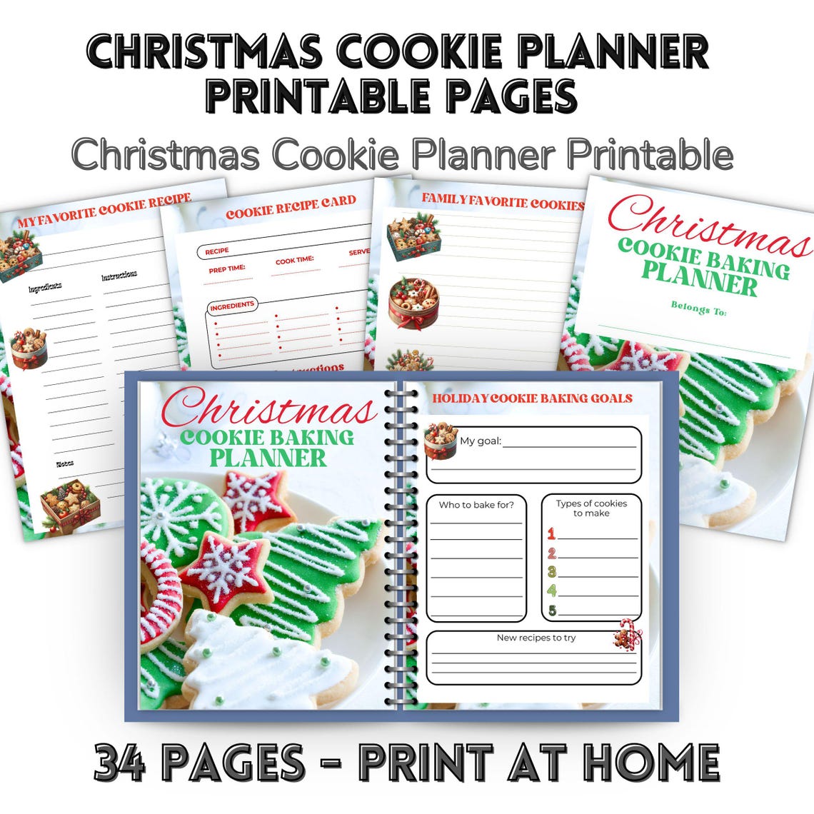 Baking Orginaizer Notes.pdf Christmas Cookie Planner Printable, Holiday Baking Organizer, 34 Pages ...