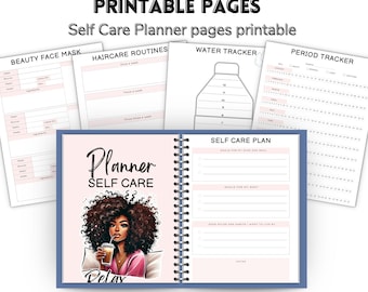 51 Pages Self Care Planner Printable | Black Girl Planner | Daily Wellness Tracker | Beauty, Skincare, Haircare, Body & Mind Journal