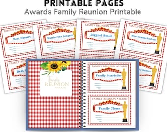 Family Reunion Awards Printable Certificates | 26 Pages Red Gingham Family Reunion Games | Funny Family Reunion Certificates I Printable