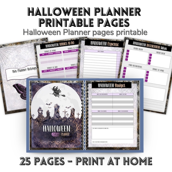 Halloween Planner Printable | 25 Pages Spooky Party Planner PDF | Gothic Witchy Halloween Organizer | October Event & Party Scheduler